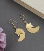 Gold plated moon star western earrings for women