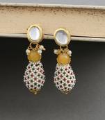 Handmade gold plated kundan & pearl drop earrings