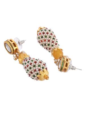 Handmade gold plated kundan & pearl drop earrings 3