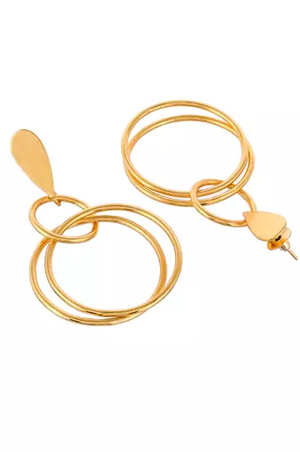 Contemporary gold plated statement earring for women