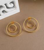 Contemporary gold plated circle earring for women