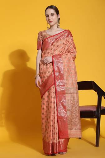 Just Fashion  Art Silk And  Zari Work Sarees With Blouse Attached