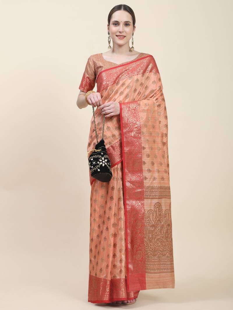 Just Fashion  Art Silk And  Zari Work Sarees With Blouse Attached