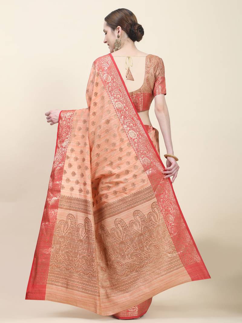 Just Fashion  Art Silk And  Zari Work Sarees With Blouse Attached