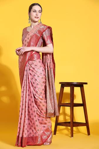 Just Fashion  Art Silk And  Zari Work Sarees With Blouse Attached