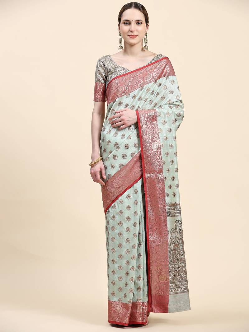 Just Fashion  Art Silk And  Zari Work Sarees With Blouse Attached