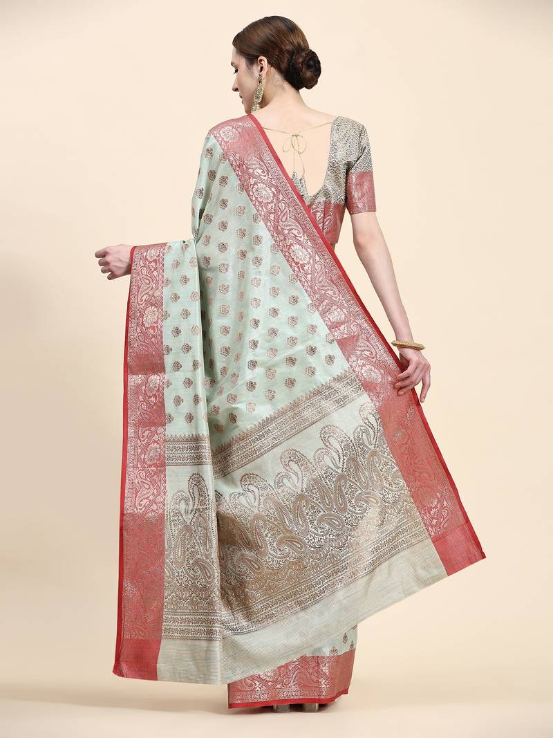 Just Fashion  Art Silk And  Zari Work Sarees With Blouse Attached