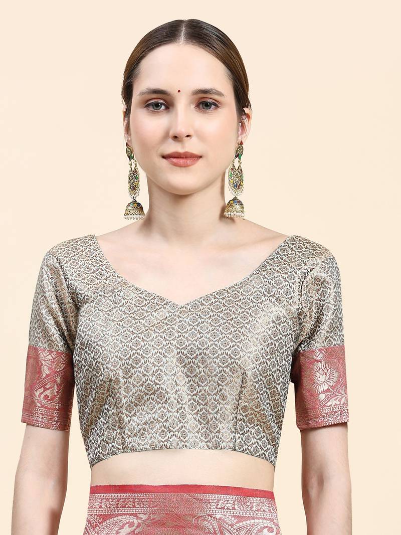 Just Fashion  Art Silk And  Zari Work Sarees With Blouse Attached