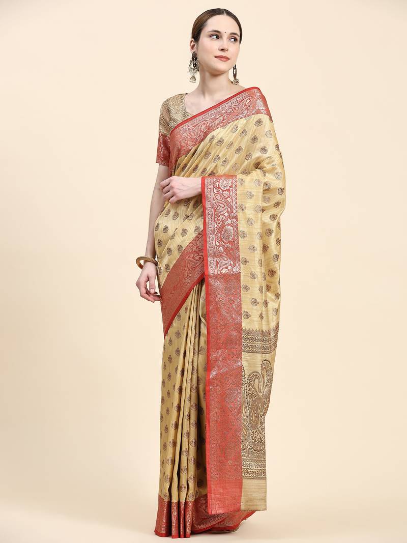 Just Fashion  Art Silk And  Zari Work Sarees With Blouse Attached
