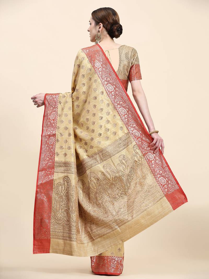 Just Fashion  Art Silk And  Zari Work Sarees With Blouse Attached