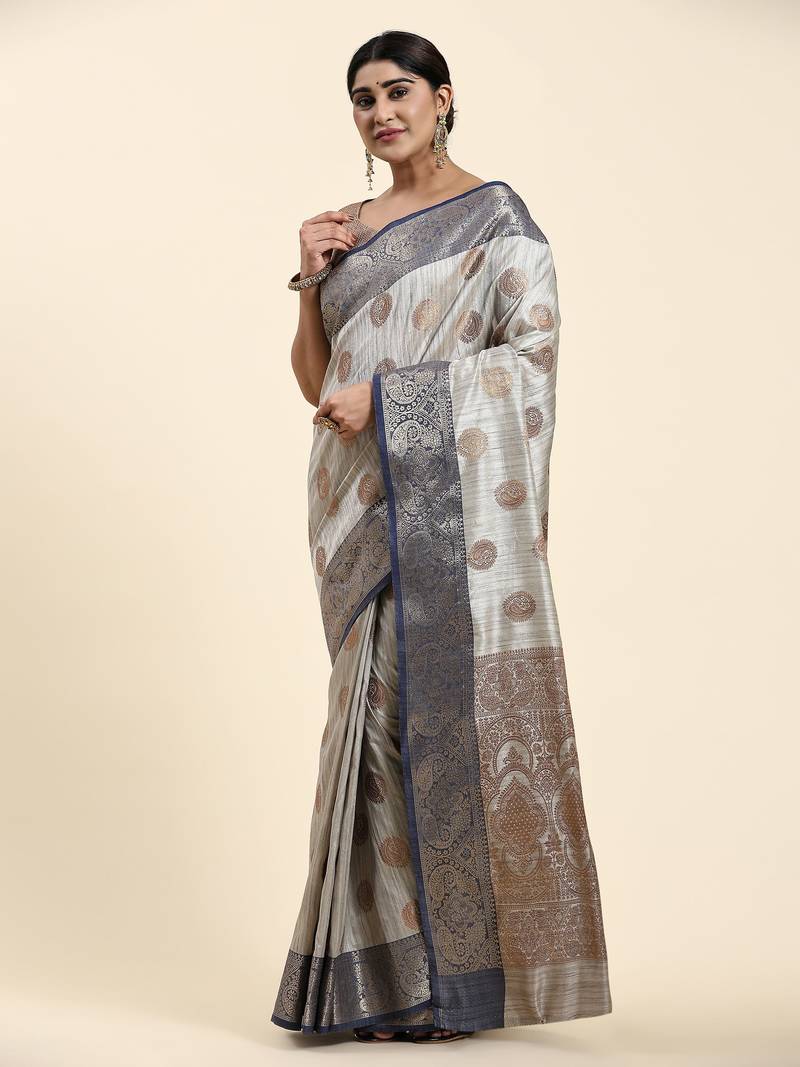 Just Fashion  Art Silk And  Zari Work Sarees With Blouse Attached