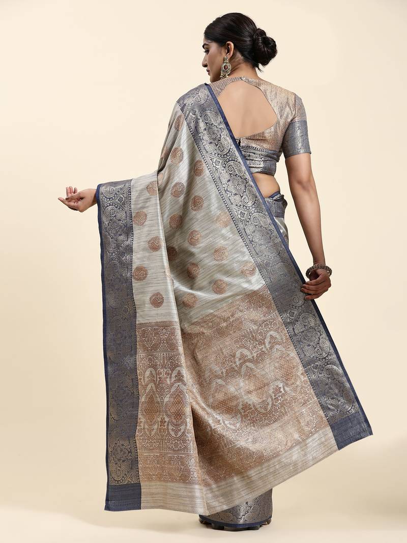 Just Fashion  Art Silk And  Zari Work Sarees With Blouse Attached