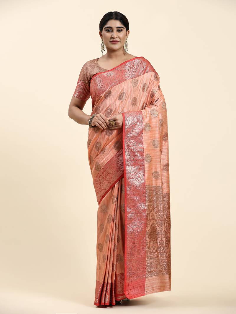 Just Fashion  Art Silk And  Zari Work Sarees With Blouse Attached