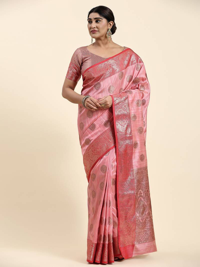 Just Fashion  Art Silk And  Zari Work Sarees With Blouse Attached