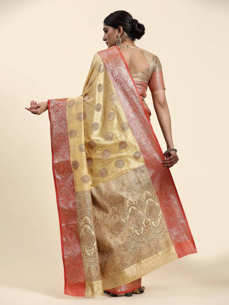 Just Fashion  Art Silk And  Zari Work Sarees With Blouse Attached