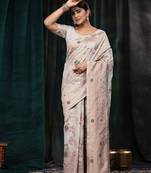 Just Fashion  Linen And  Zari Work Sarees With Blouse Attached