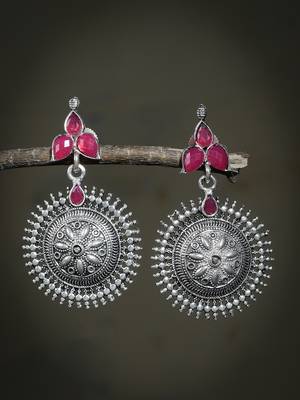 Trendy oxidised silver plated contemporary drop earring 1