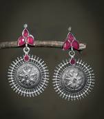 Trendy oxidised silver plated contemporary drop earring