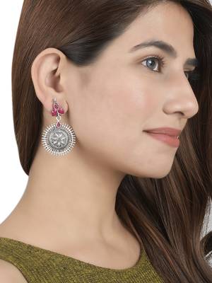 Trendy oxidised silver plated contemporary drop earring 2