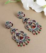 Indian ethnic handpainted oxidized drop earrings for women