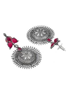 Trendy oxidised silver plated contemporary drop earring 4