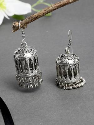 Trendy silver plated jhumka earrings for women & girls 1