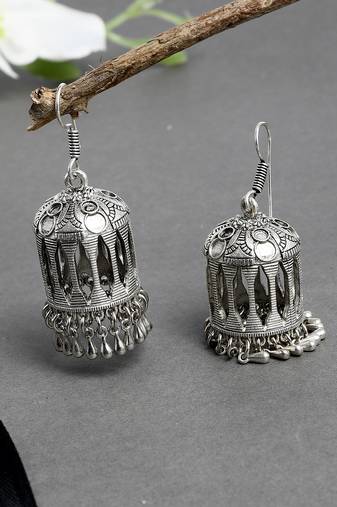 Trendy silver plated jhumka earrings for women & girls