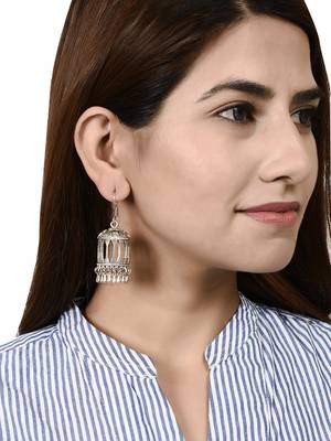 Trendy silver plated jhumka earrings for women & girls 2