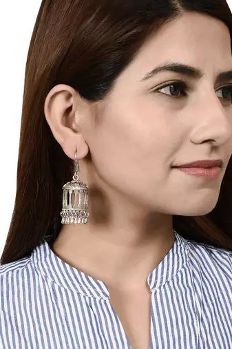 Trendy silver plated jhumka earrings for women & girls