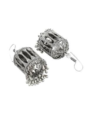 Trendy silver plated jhumka earrings for women & girls 4