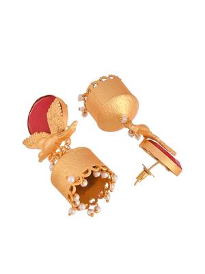 Gold plated bird jhumka earrings 3
