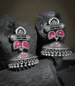 Classic pink oxidized jhumka  earring for women
