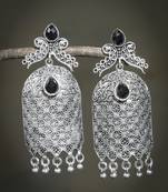 Black oxidized silver tone bollywood style drop earring