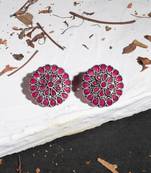 Classic pink oxidized stud earring for women