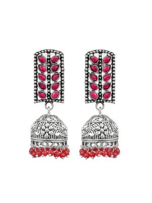 Oxidized pink jhumka earrings 3