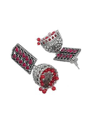 Oxidized pink jhumka earrings 4
