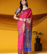 Just Fashion  Art Silk And  Zari Work Sarees With Blouse Attached