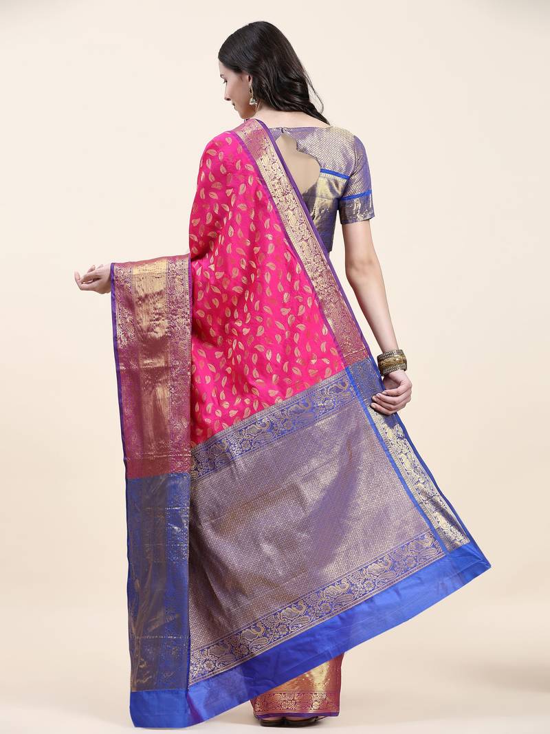 Just Fashion  Art Silk And  Zari Work Sarees With Blouse Attached