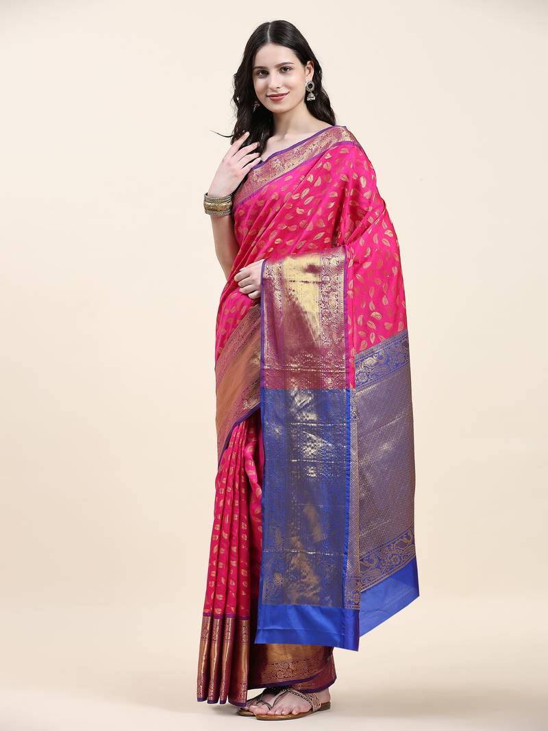 Just Fashion  Art Silk And  Zari Work Sarees With Blouse Attached