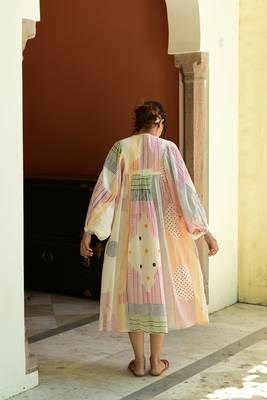 Cotton handblock printed multicolor dress 3
