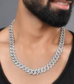 Mens hip hop miami  cuban link chain 15mm, 22inch long silver plated necklace | stylish rapper chain for men