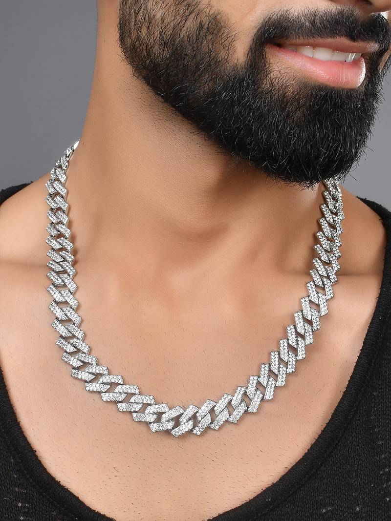 Mens hip hop miami cuban link chain 15mm, 22inch long silver