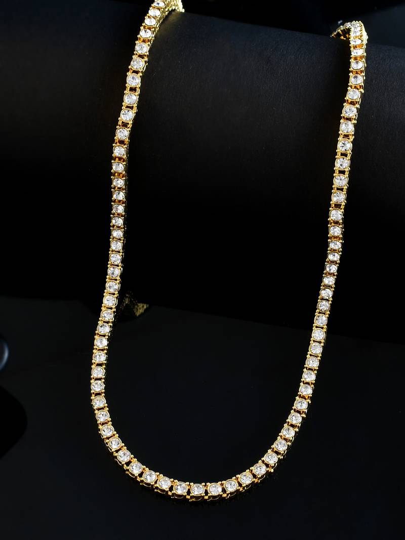 Mens hip hop rhinestone cuban tennis chain 20inch gold plated necklace | chain necklace for men| gold necklace for men