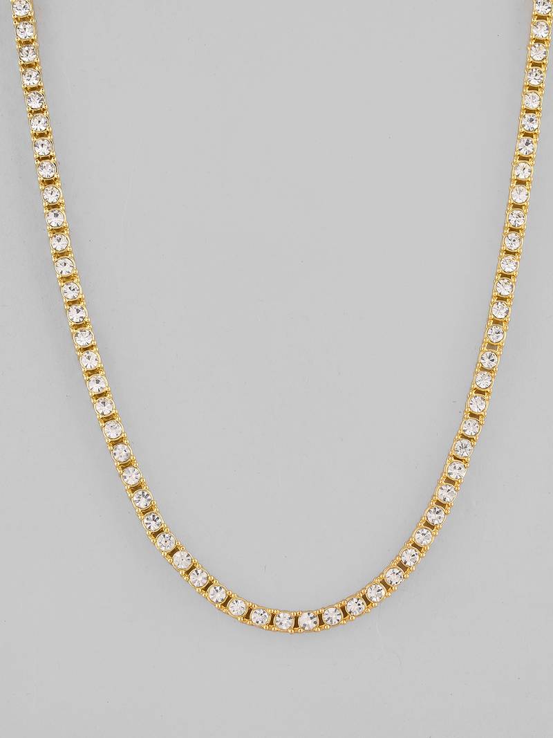 Mens hip hop rhinestone cuban tennis chain 20inch gold plated necklace | chain necklace for men| gold necklace for men