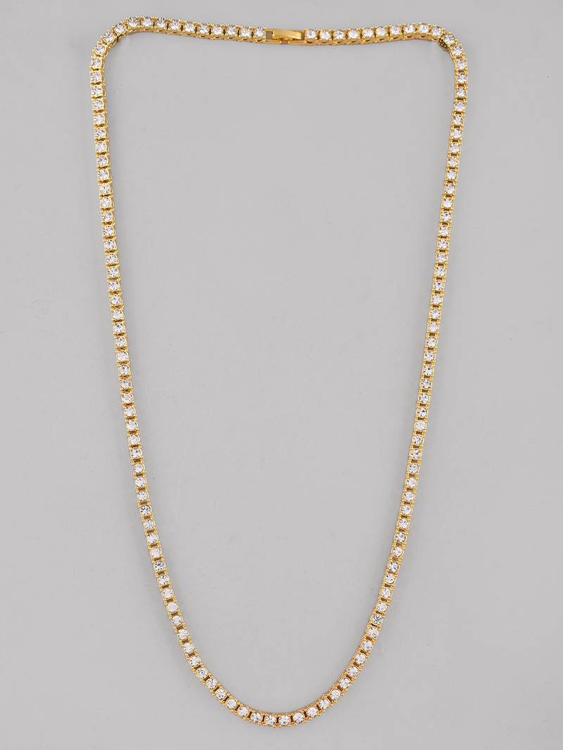 Mens hip hop rhinestone cuban tennis chain 20inch gold plated necklace | chain necklace for men| gold necklace for men