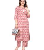 Textile cloth women's red color cotton printed top and pant set (tcmv52-red-s)