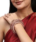 Set of 4 Rose Gold-Plated CZ Stone-Studded Handcrafted Bangle Style Bracelet