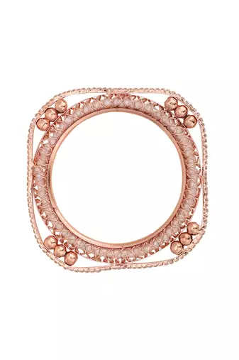 Set of 4 Rose Gold-Plated CZ Stone-Studded Handcrafted Bangle Style Bracelet