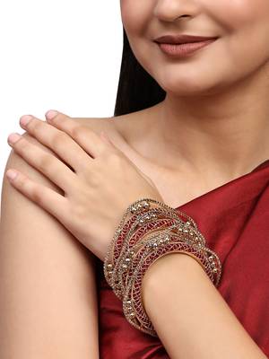 Set of 4 Rose Gold-Plated CZ Stone-Studded Handcrafted Square Shape Bangle 1