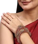 Set of 4 Rose Gold-Plated CZ Stone-Studded Handcrafted Square Shape Bangle